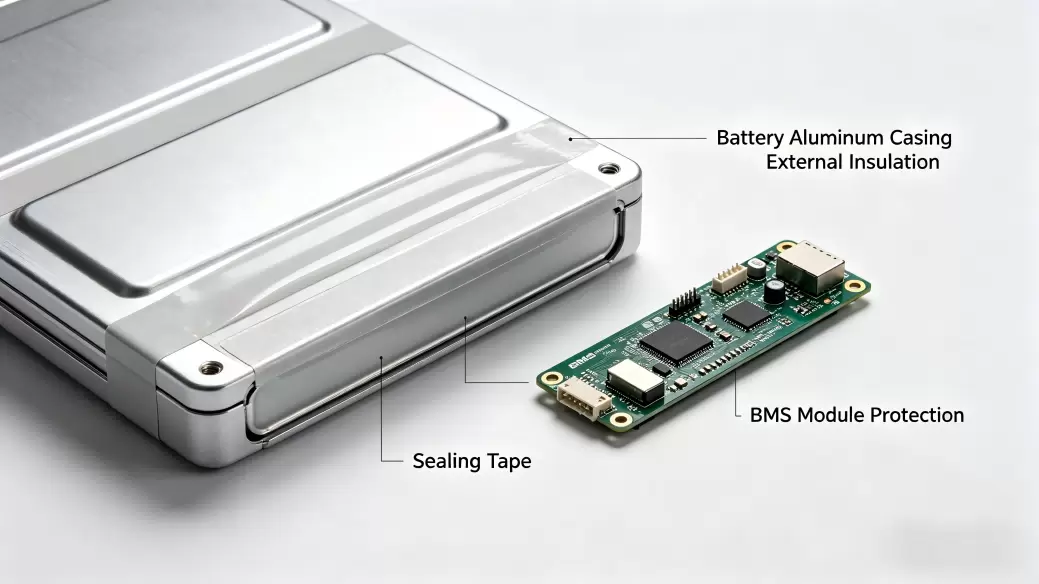 Isolierung des Batteriegeh&auml;uses und BMS-Schutz